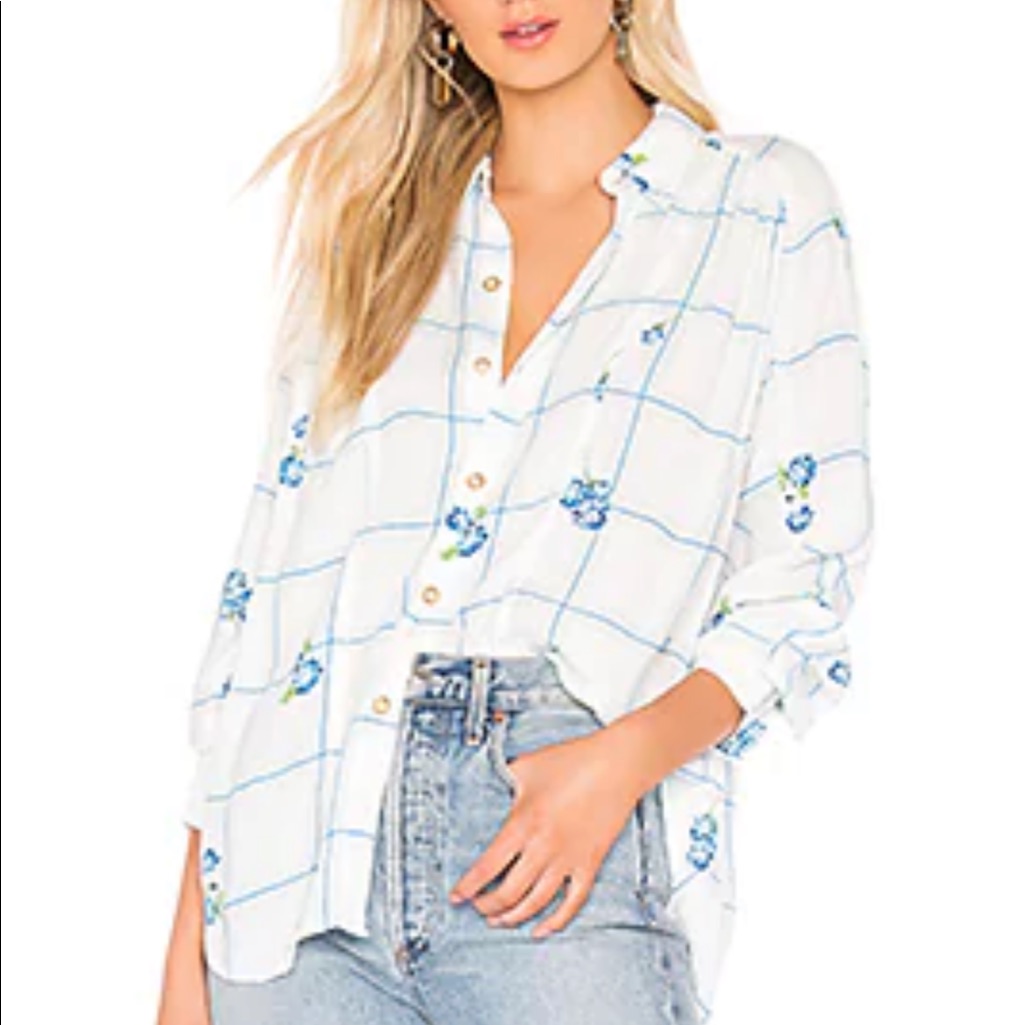 Free People Window To My Heart Button Down Size Large